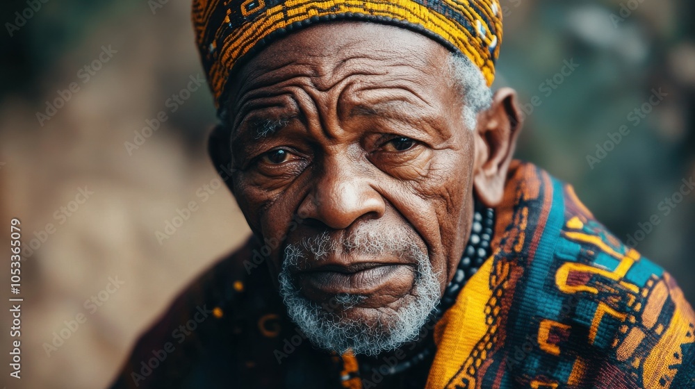 Elderly South African man with traditional attire and a kind expression. Elderly South African man with traditional attire and a kind expression.
