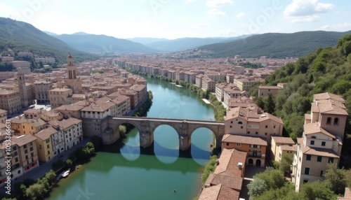  Elegant riverside cityscape under a clear sky