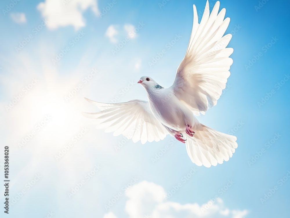 A bird flying freely in a clear blue sky, symbolizing freedom, concept freedom
