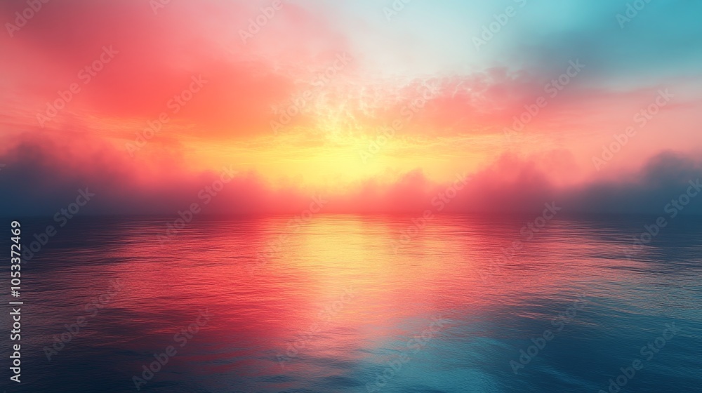 Obraz premium A beautiful sunset over the ocean with a calm and peaceful mood