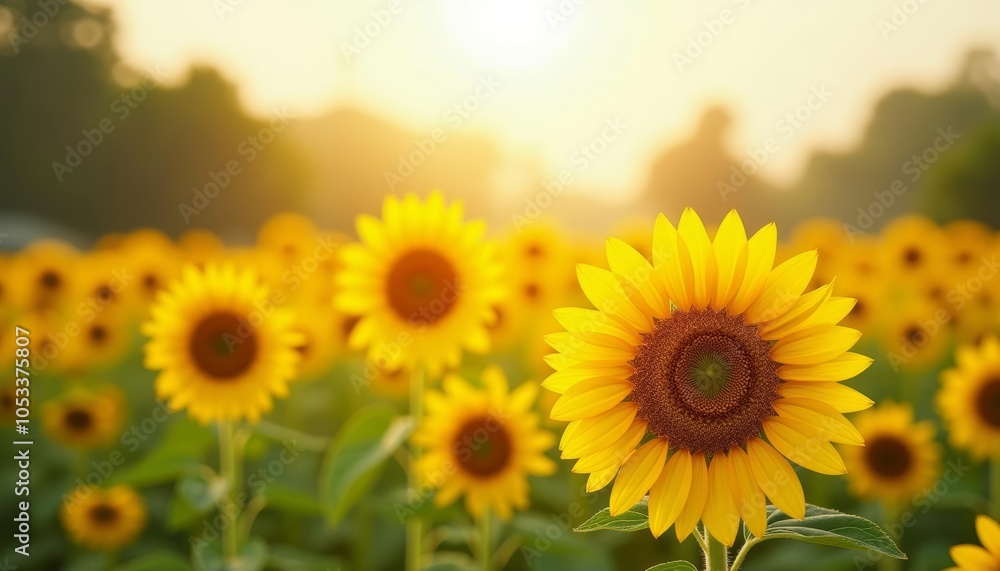 Fototapeta premium Bright and Beautiful Sunflower Field