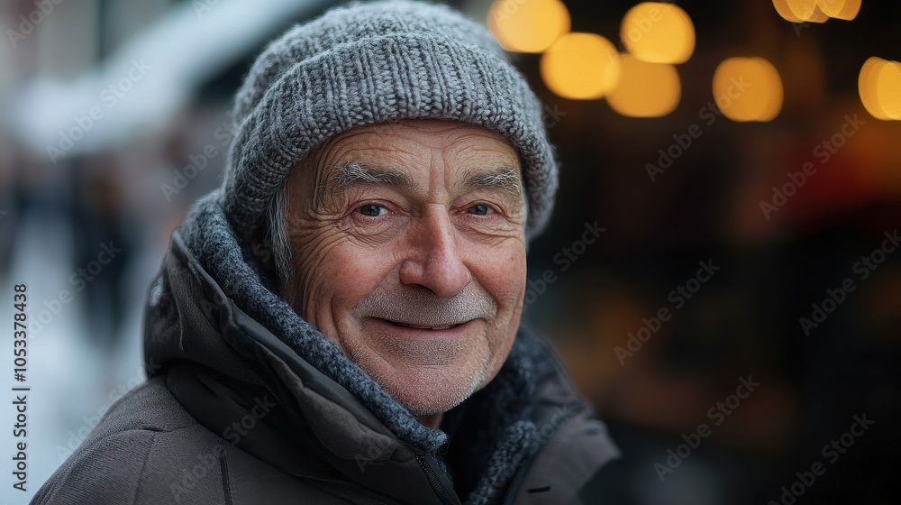 Elderly Swedish man with a woolen hat and a kind smile. Elderly Swedish man with a woolen hat and a kind smile.