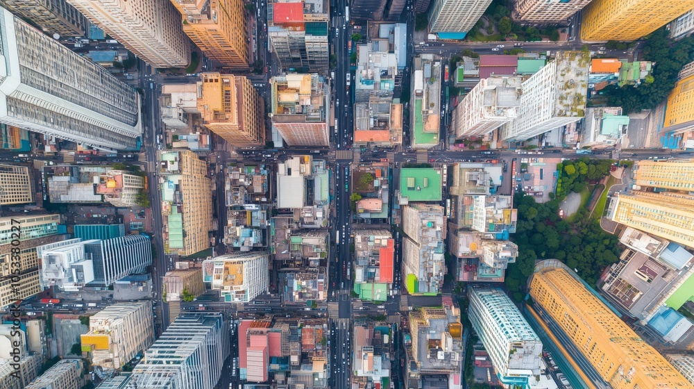 Urban landscape aerial hyper-detailed buildings roads structured layout cityscape. AI generated Urban landscape aerial hyper-detailed buildings roads structured layout cityscape. AI generated