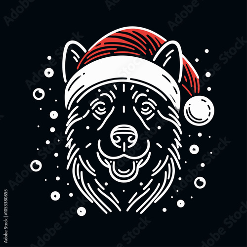 Playful Dog in a Red Santa Hat Engaging in a Snowball Fight for the Holidays