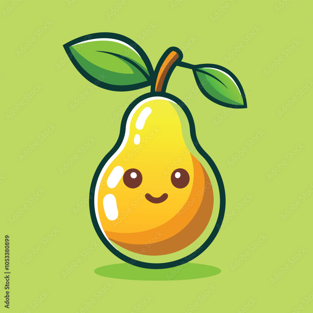 A cute cartoon pear with a big smile, perfect for a healthy snack or a fun illustration. A cute cartoon pear with a big smile, perfect for a healthy snack or a fun illustration.