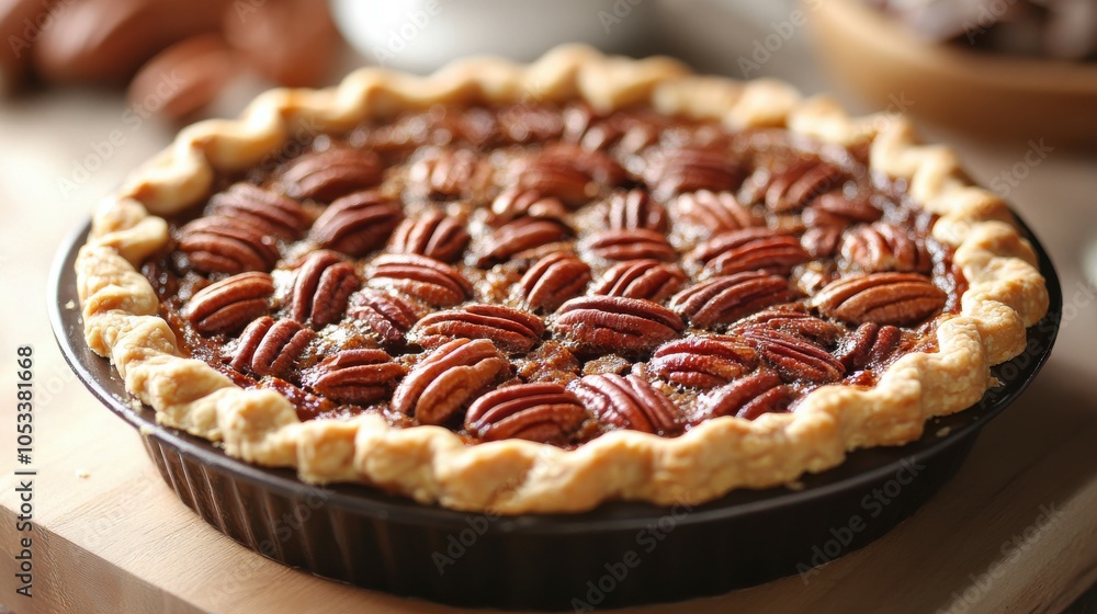 Freshly baked pecan pie