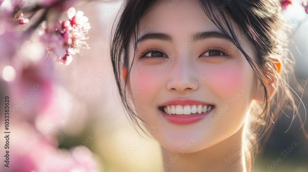 Japanese woman with sleek hair and a delicate smile Japanese woman with sleek hair and a delicate smile