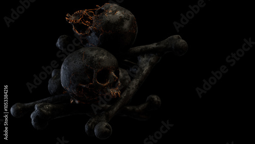 BONES AND SKULLS, black on black, witchcraft, black magic, voodoo, Muerte, death, santa muerte
