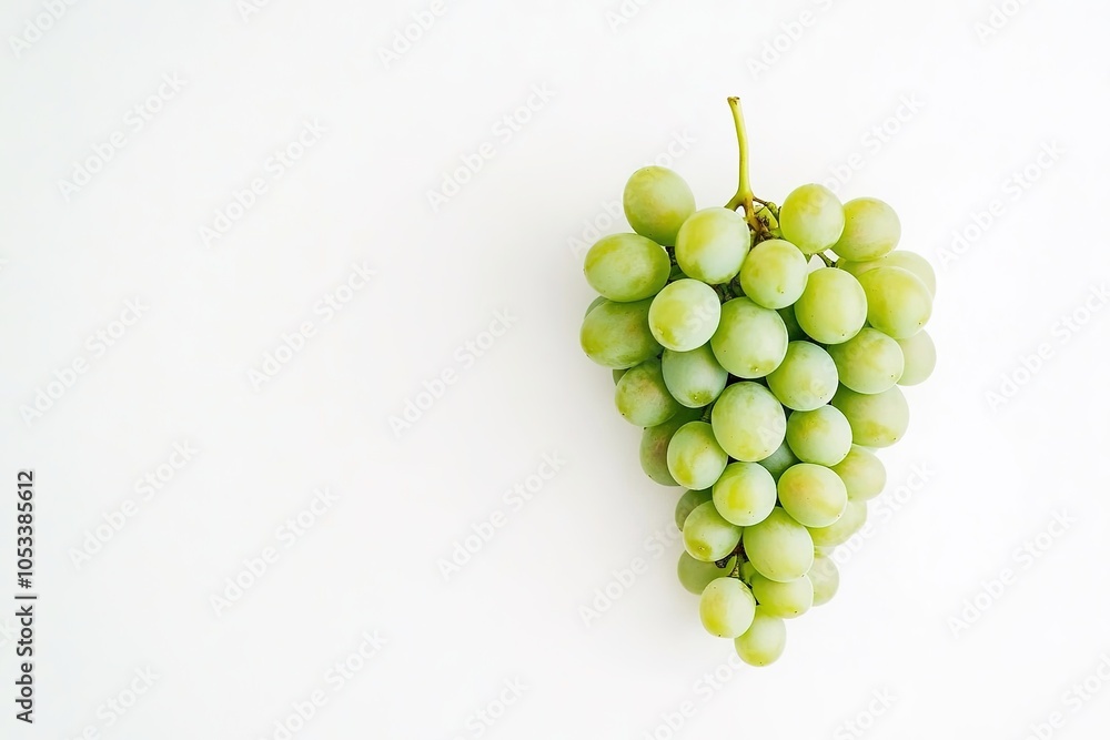 Fresh green grapes cluster on a white background Fresh green grapes cluster on a white background