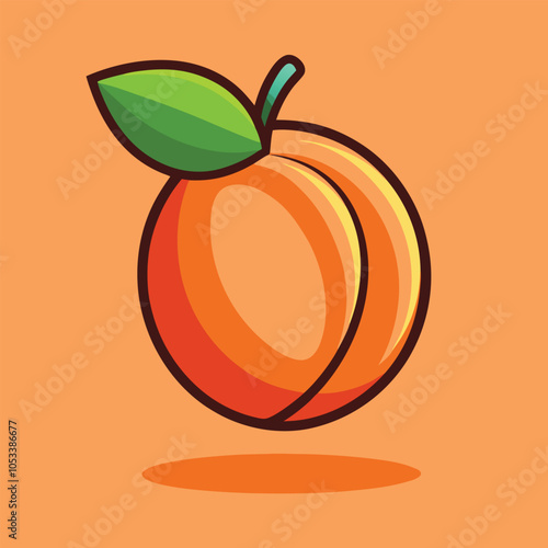 A single, juicy peach with a green leaf, perfect for a healthy snack or a summery treat.