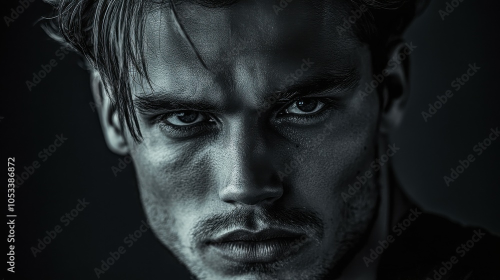 German man with a strong jawline and intense gaze German man with a strong jawline and intense gaze