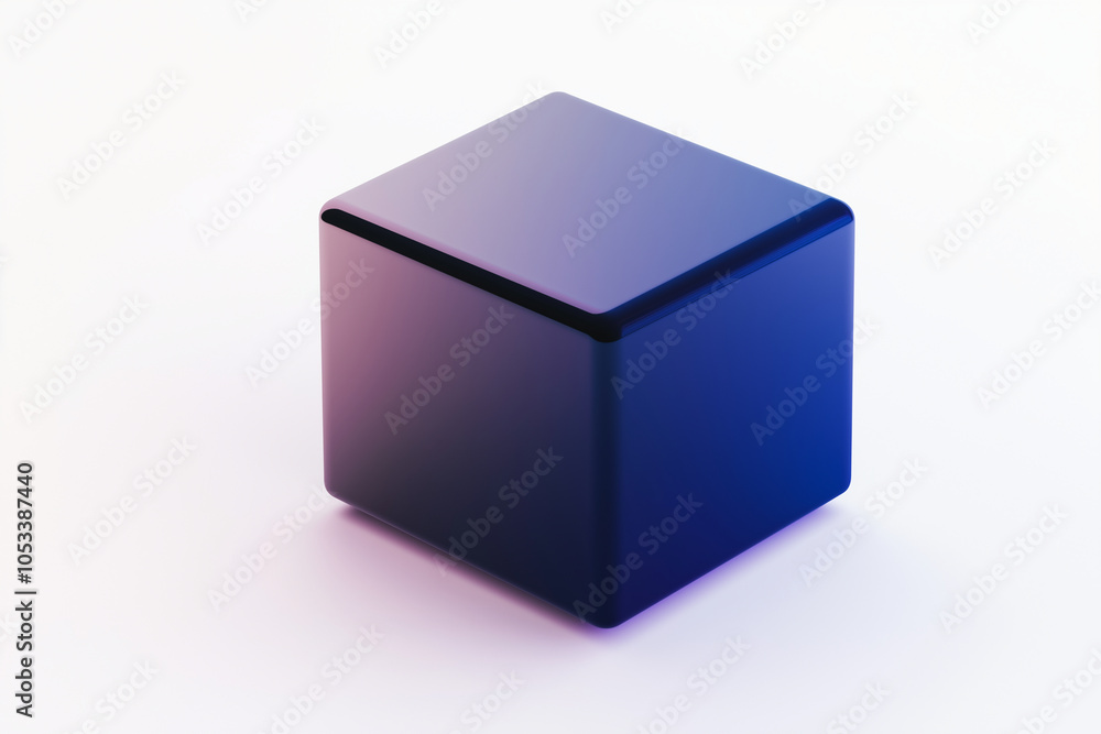 3D stylized square chart with two parts, shades of dark blue and purple. white background 3D stylized square chart with two parts, shades of dark blue and purple. white background