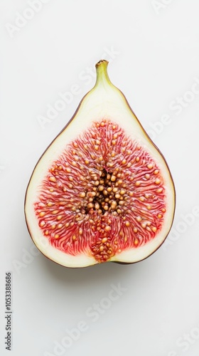 Halved Fig on White Background, Isolated Fresh Fruit Generative AI photo