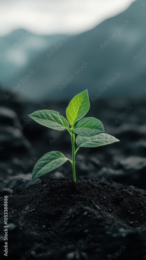 Vibrant seedling plant sprouting in wild terrain, symbolizing growth and resilience in nature's embrace. Vibrant seedling plant sprouting in wild terrain, symbolizing growth and resilience in nature's embrace.