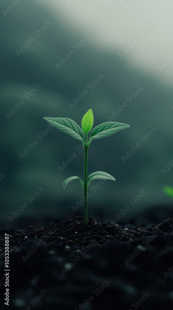 Vibrant seedling plant sprouting in wild terrain, symbolizing growth and resilience in nature's embrace. Vibrant seedling plant sprouting in wild terrain, symbolizing growth and resilience in nature's embrace.