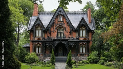 Gothic house with intricate designs.