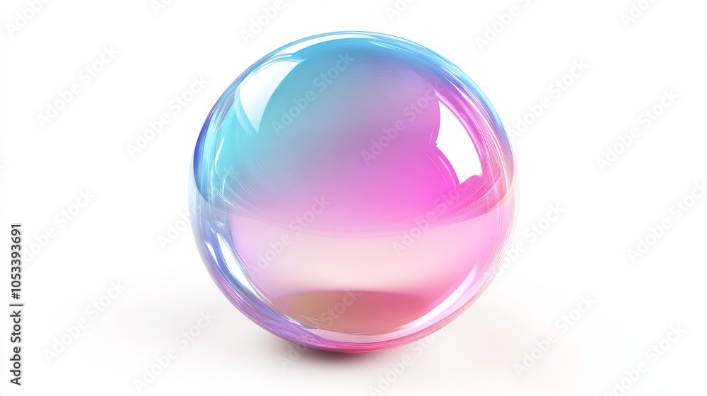 Crystal gradient ball in pink and blue on white. Crystal gradient ball in pink and blue on white.