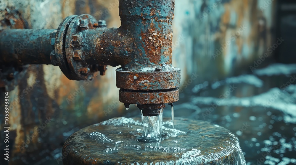 Rusty Water Pipe with Water Seeping Through Rusty Water Pipe with Water Seeping Through