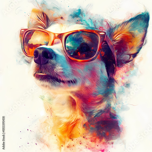 dog with sunglasses photo