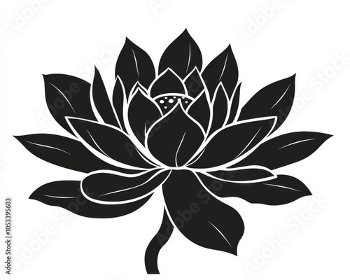 Minimalist Lotus Flower Icon on White Background for Design and Decoration Generative AI