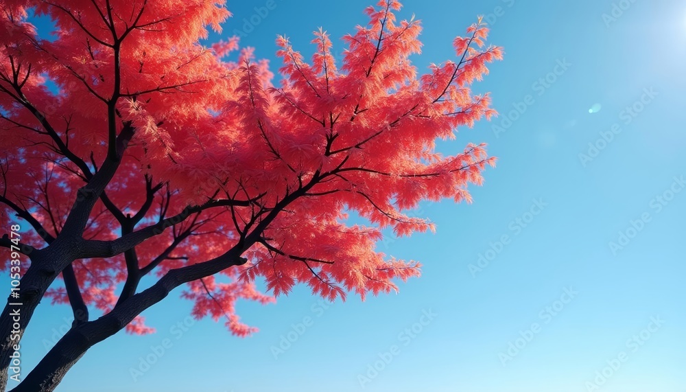 Vibrant autumn leaves against a clear blue sky Vibrant autumn leaves against a clear blue sky