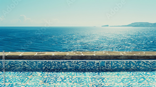 Santorini-Inspired Blue and White Ceramic Tiles – Traditional Greek Culture and Coastal Patterns, 300 DPI