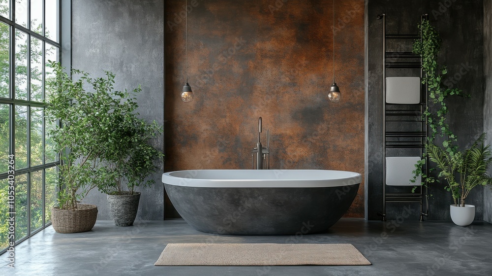 Industrial bathroom with an empty metal rack. Industrial bathroom with an empty metal rack.