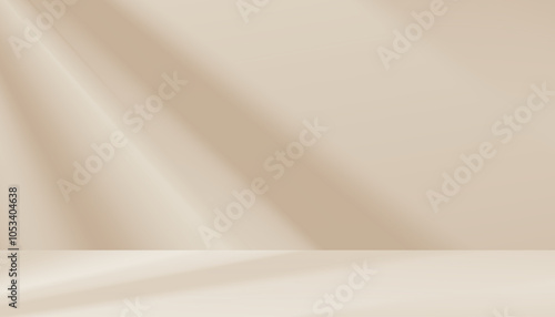 Background Beige Wall Studio Room with Shadow,White Light for Product Podium, Interior empty kitchen 3d gradient texture with floor mockup stand for cosmetic banner,Vector backdrop minimal scene