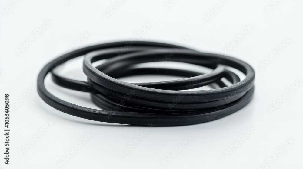 Naklejka premium Isolated black rubber band on white background