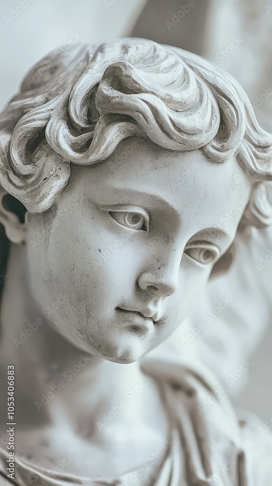 Elegant Marble Angel Statue Detail Elegant Marble Angel Statue Detail