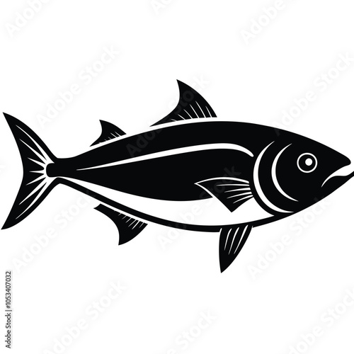 Silhouette bluefish fish illustration Generative AI.  photo