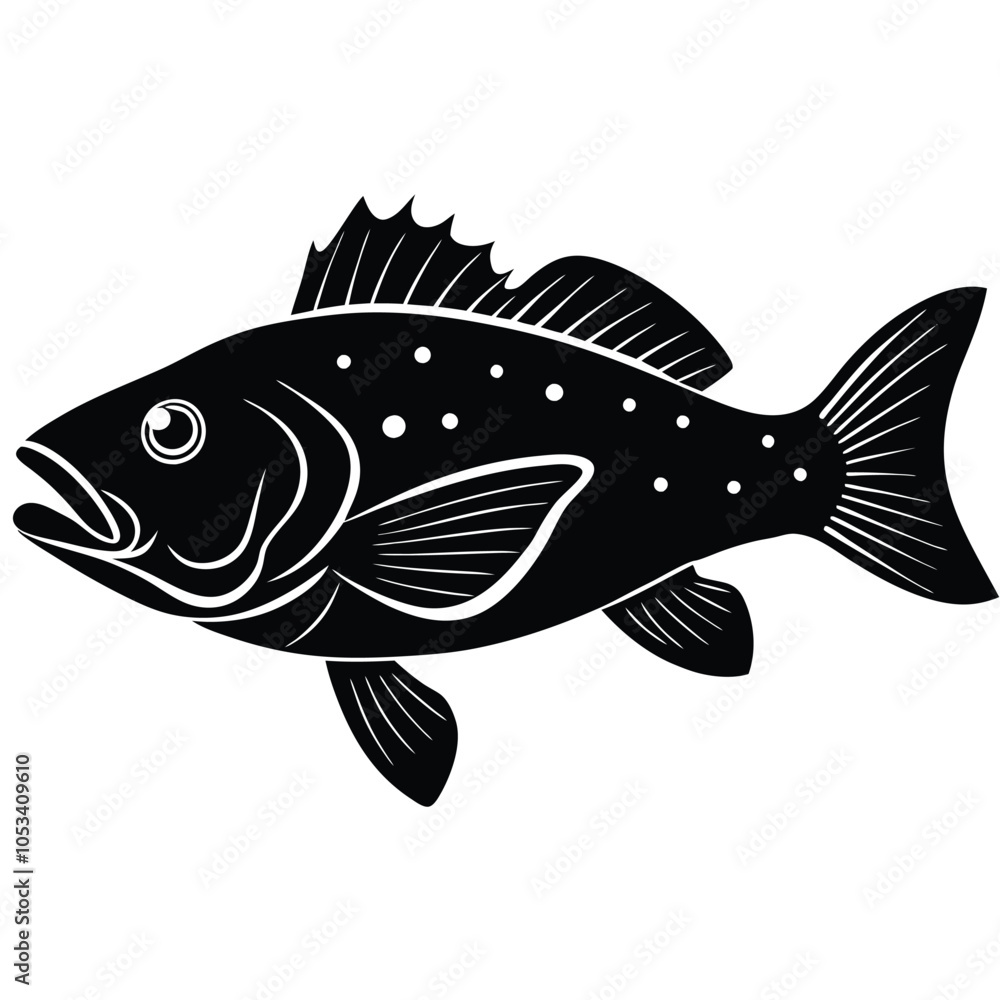 Fototapeta premium Silhouette grouper fish illustration Generative AI. 
