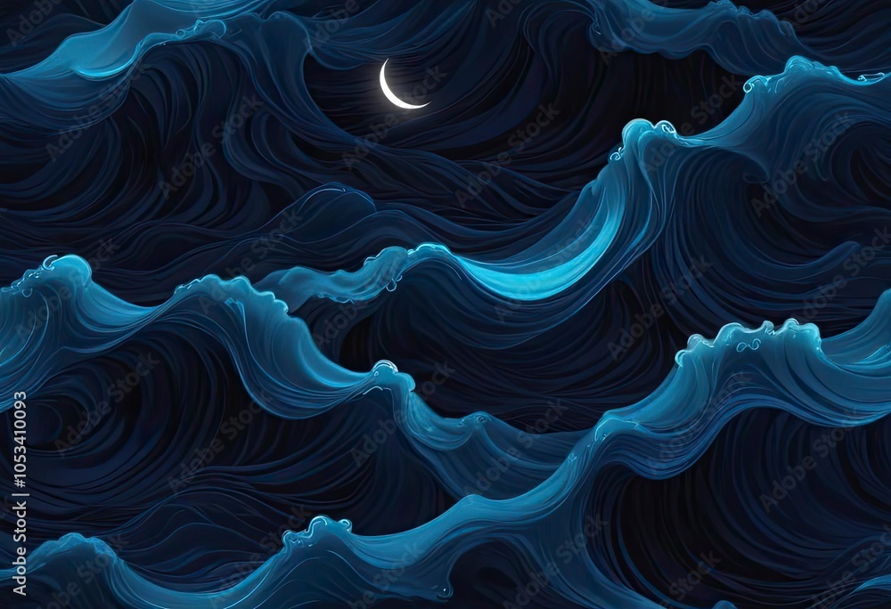 Sea Wave Abstract Navy Blue Black Neon Pattern Moon Light Silk Wavy Dark Texture Night Beach Party Background Sea Wave Abstract Navy Blue Black Neon Pattern Moon Light Silk Wavy Dark Texture Night Beach Party Background