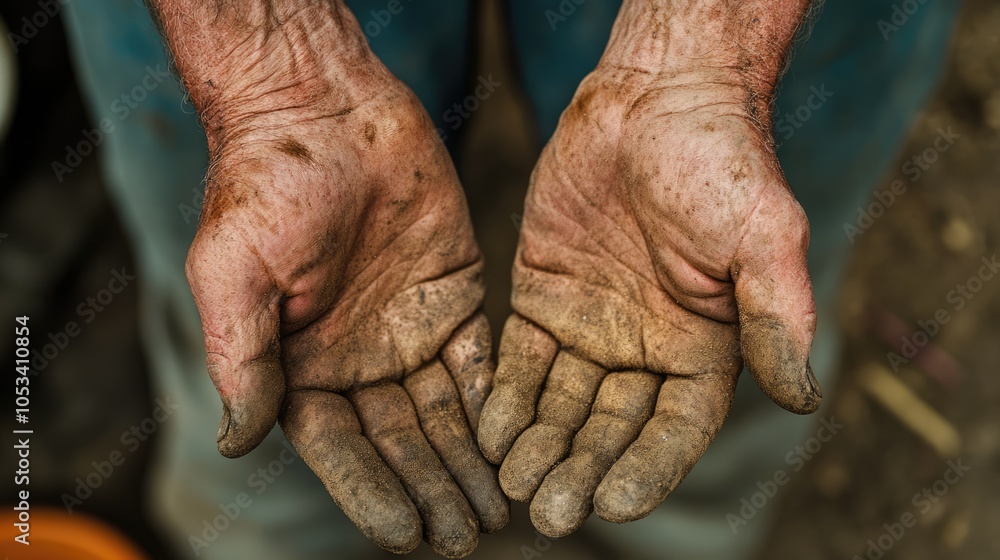 Fototapeta premium Close-Up of Dirty Hands