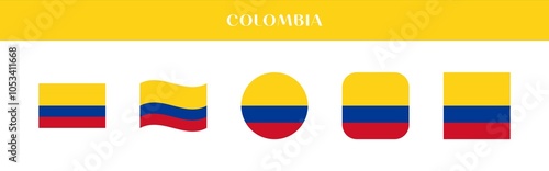 Free Download Set of Colombia national flag icons in various styles on transparent background - GFXLoad