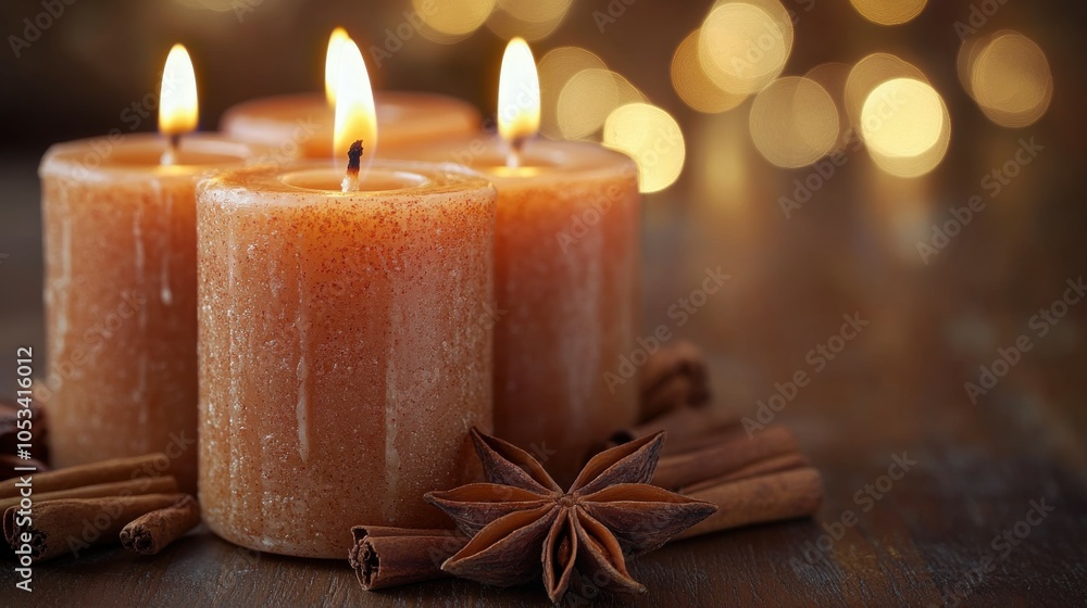 Lighting cinnamon-scented candles. Lighting cinnamon-scented candles.