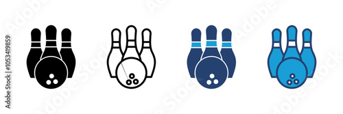Bowling icon vector. bowling ball and pin icon. bowling pins