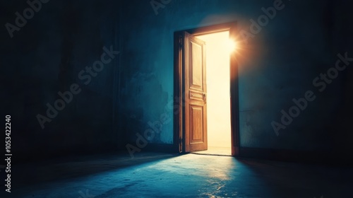 An open door leading to a bright light