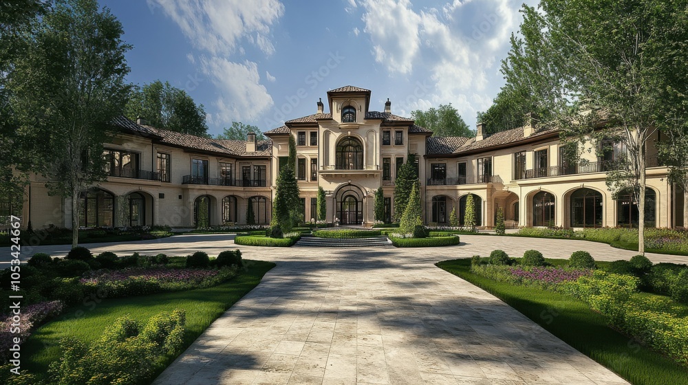 Obraz premium Luxurious manor with expansive grounds.