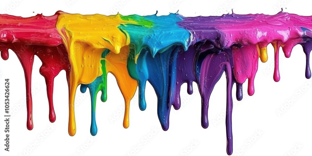 Naklejka premium Colorful Paint Flowing on Clean White Background