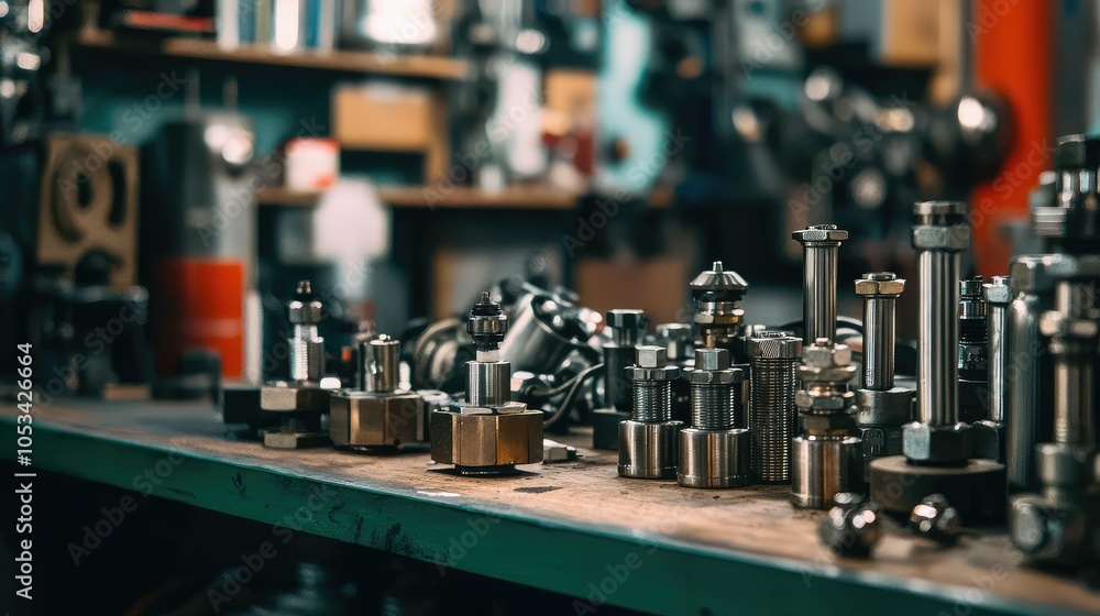 Fototapeta premium Close-Up of Plumbing Components on a Workshop Table