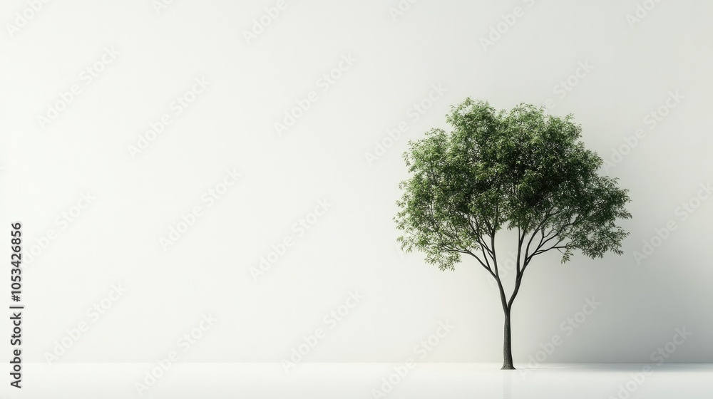 Obraz premium Simple decorative tree on a clean white background, ideal for interior decor ideas and seasonal themes.