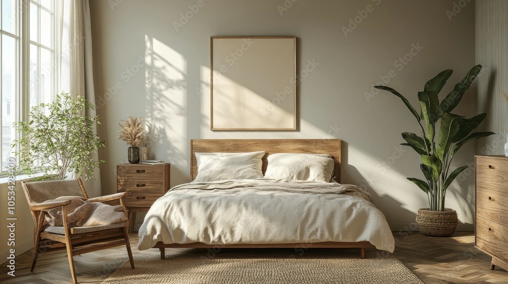 Fototapeta premium Modern bedroom with an empty dresser