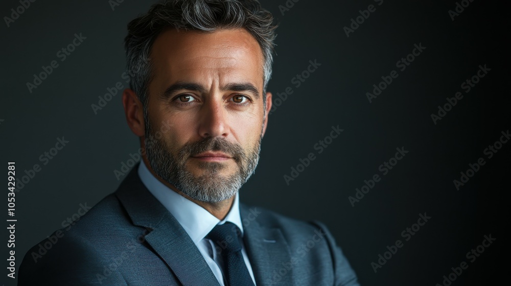 Middle-aged American man with a business suit and a confident look. Middle-aged American man with a business suit and a confident look.