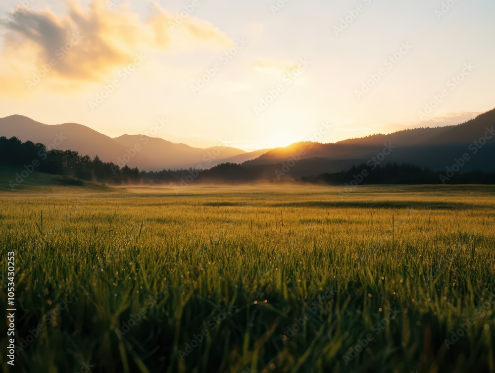Dusk at Golden Hour: Soft Hazy Light Embracing the Tranquil Landscape Dusk at Golden Hour: Soft Hazy Light Embracing the Tranquil Landscape