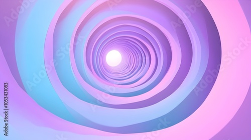 Surreal Lavender and Turquoise Concentric Tunnel Illusion Abstract Digital Art