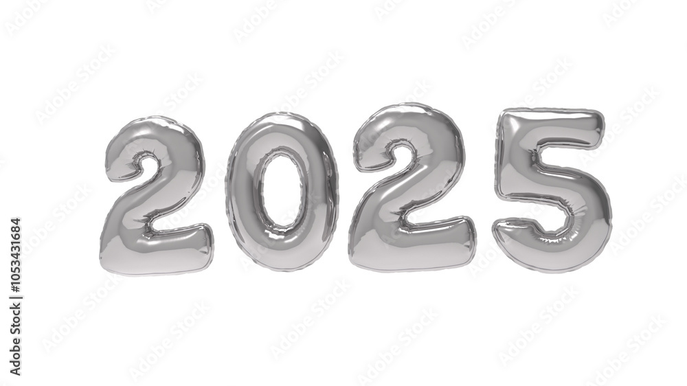 New Year balloons 2025 isolated on white background New Year balloons 2025 isolated on white background
