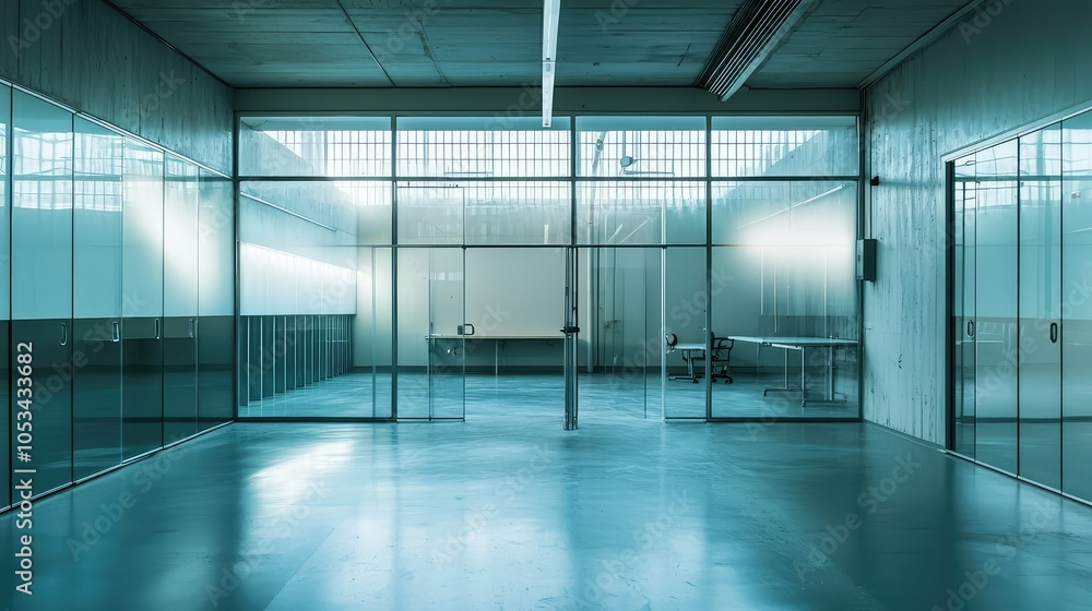 Obraz premium Captivating Prison Visitor Room with Glass Walls