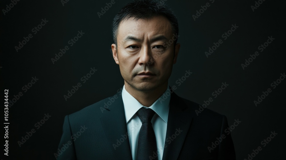 Middle-aged Chinese man with a business suit and a confident look. Middle-aged Chinese man with a business suit and a confident look.