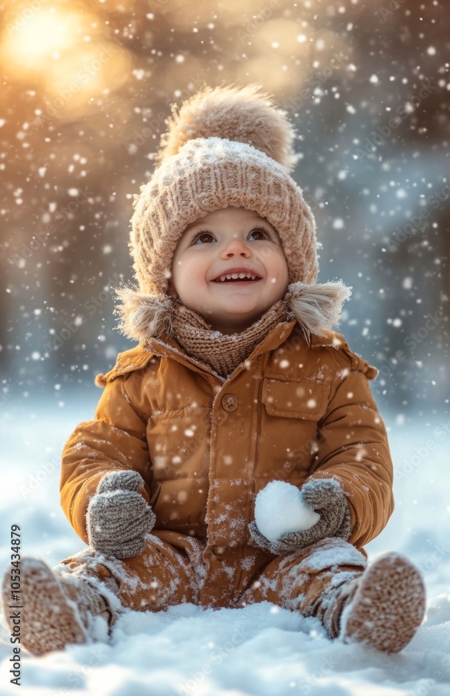 Adorable Little Boy Enjoying Snowy Winter Day Outdoors Adorable Little Boy Enjoying Snowy Winter Day Outdoors